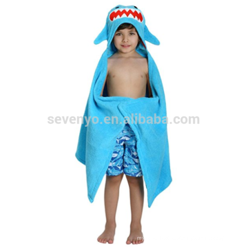 Toalha de bebê com capuz de cara de tubarão azul, 100% algodão de qualidade Premium com tamanho extra 90 * 90 cm, presente ideal, unisex e útil
